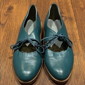 Elegant Teal Leather Flats